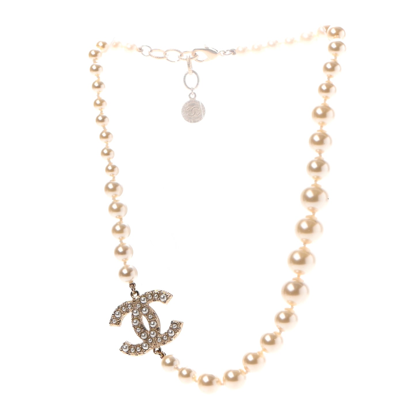 Pearl CC 100th Anniversary Necklace Light Gold