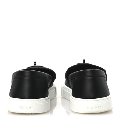 Hermes Calfskin Game Slip On Sneakers 39.5 Black 6 of 10