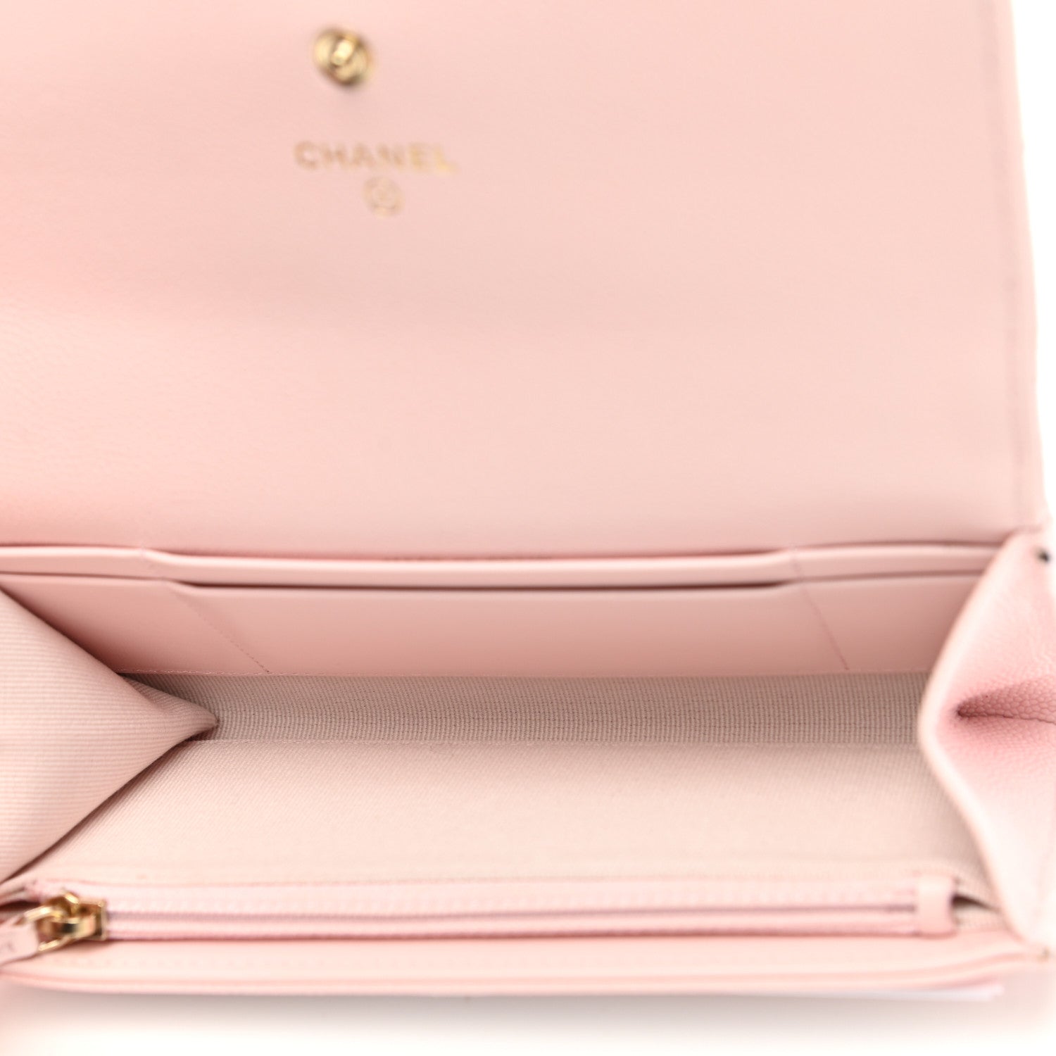 Chanel Caviar Quilted Crystal CC Large Gusset Flap Wallet Pink 5 of 10