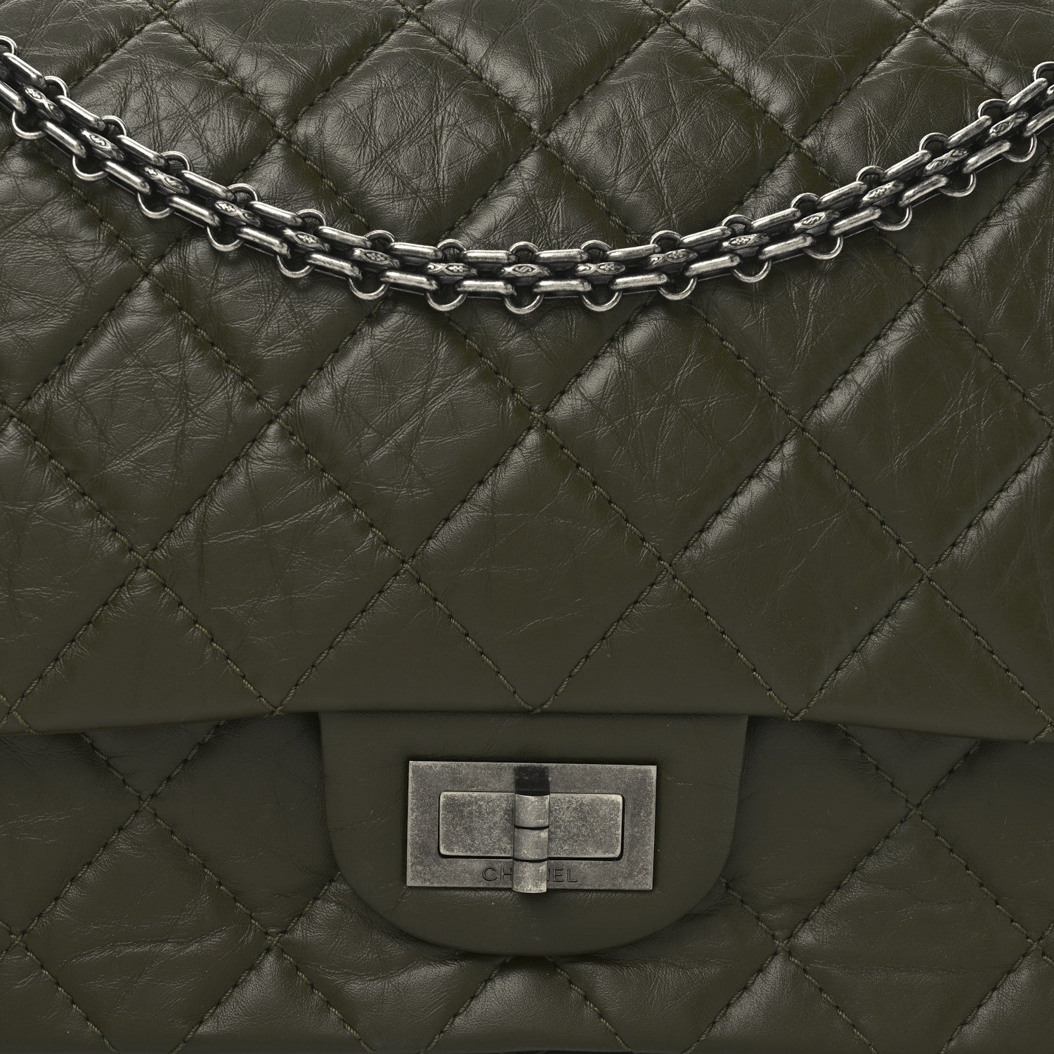 Chanel Aged Calfskin Quilted 2.55 Reissue 227 Flap Dark Green 8 of 11