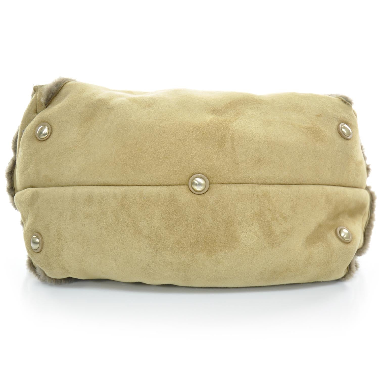 Jimmy Choo Suede Shearling Sylvia Bag Camel 5 of 9