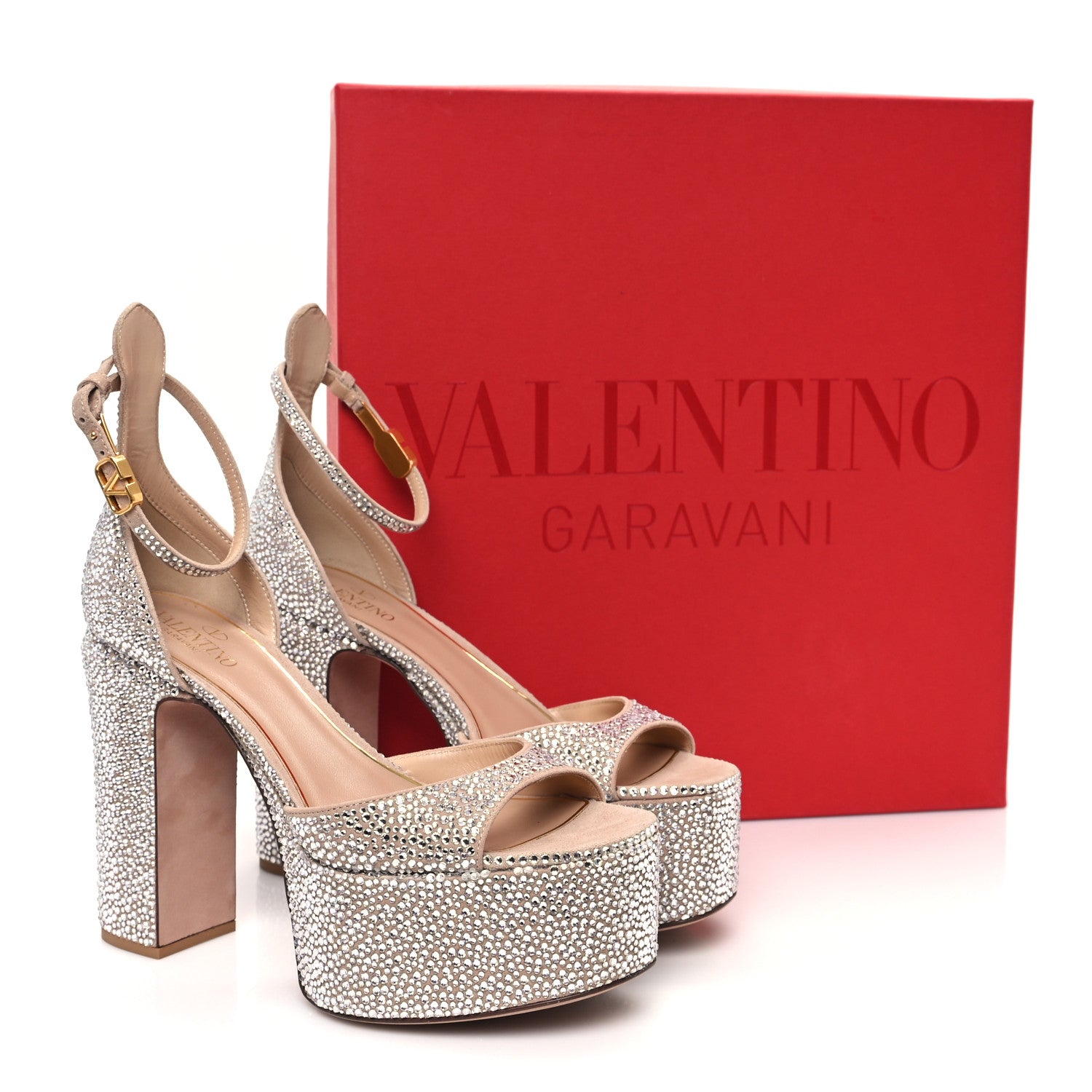 Valentino Garavani Crystal Suede Tan-Go 50/120mm Platform Sandals 37 Rose Cannelle 10 of 10