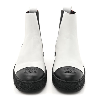 Chanel Calfskin Cap Toe CC Ankle Boots 37.5 White Black 2 of 11