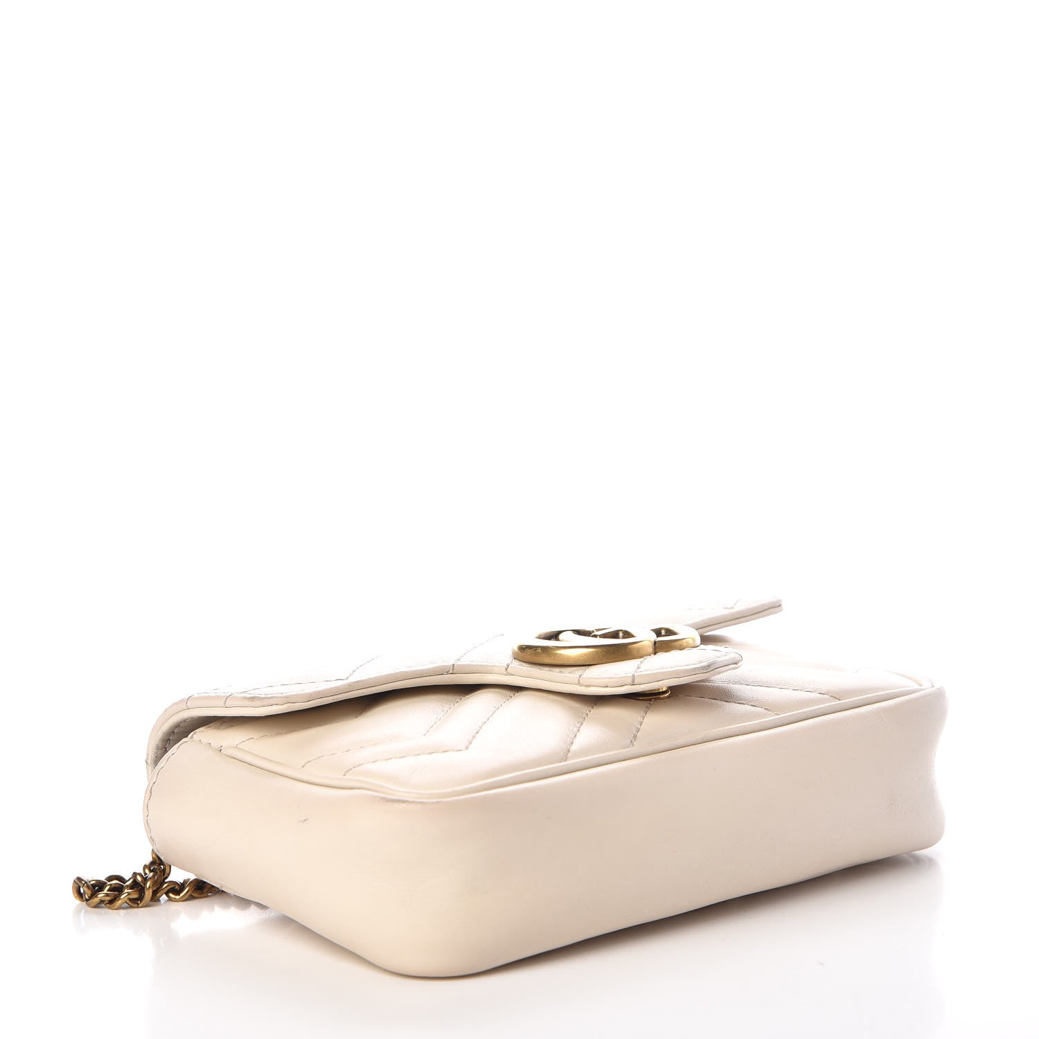Gucci Calfskin Matelasse Super Mini GG Marmont Shoulder Bag White 4 of 14