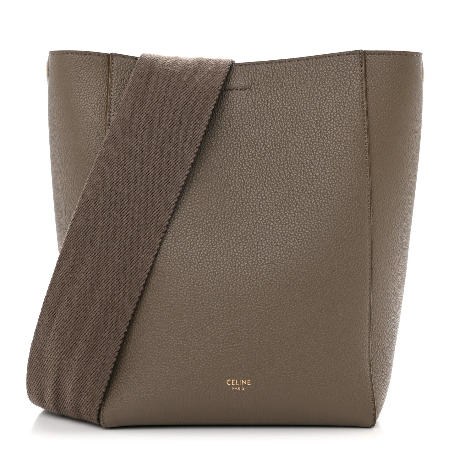 Soft Grained Calfskin Small Sangle Bucket Bag Taupe