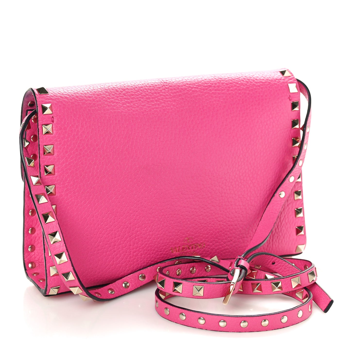 Pebbled Calfskin Medium Rockstud Flip Lock Crossbody Bag