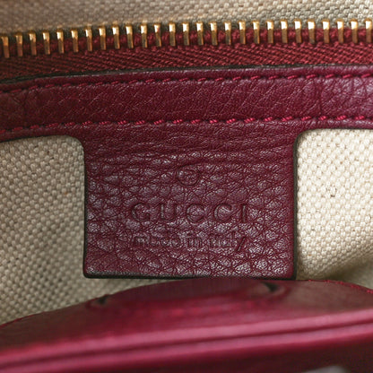 Gucci Calfskin Small Bamboo Shopper Tote Burgundy 6 of 10