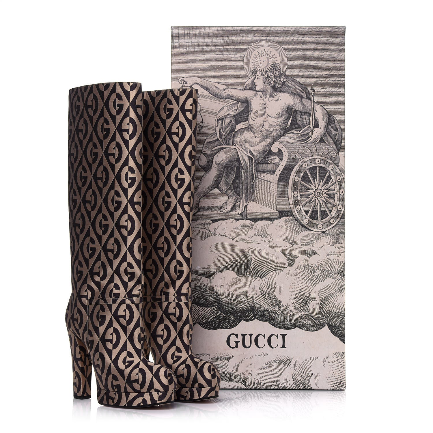 Gucci Fabric G Rhombus Print Platform Boots 39 Beige Cocoa 7 of 7