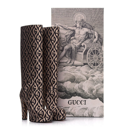 Gucci Fabric G Rhombus Print Platform Boots 39 Beige Cocoa 7 of 7