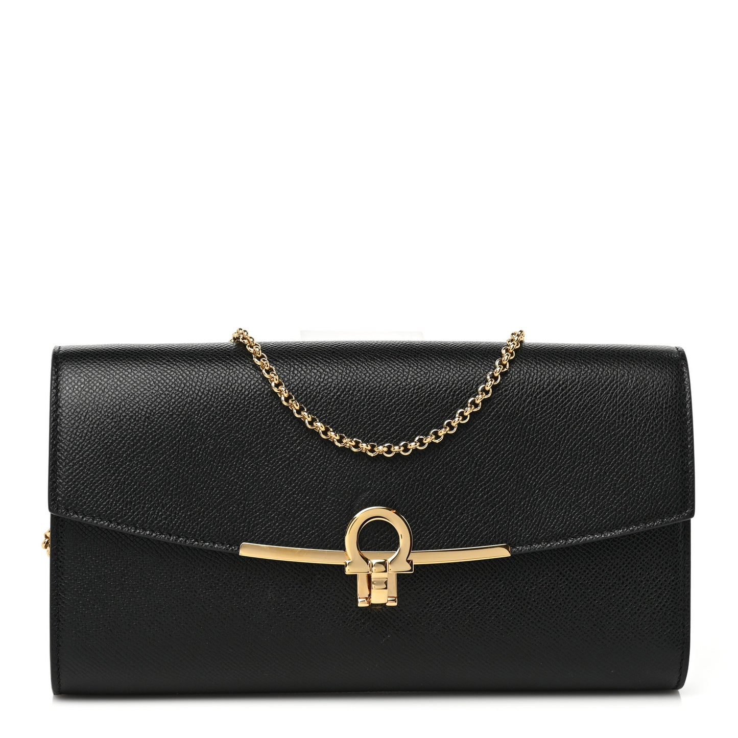 Hammered Calfskin Mini Gancini Icona Bag Black