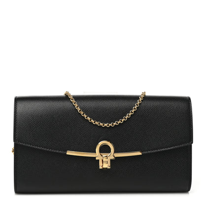 Salvatore Ferragamo Hammered Calfskin Mini Gancini Icona Bag Black 1 of 8