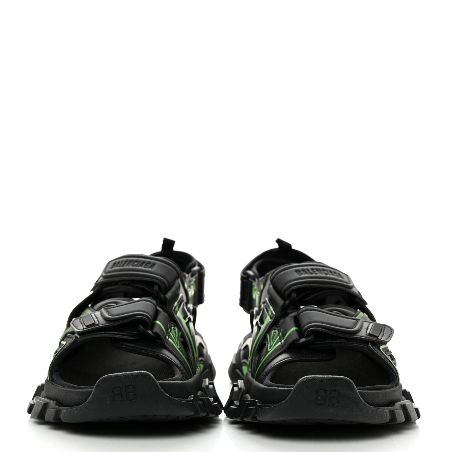 Rubber Neoprene Bi-Color Womens Track Sandals 37 Black Fluo Green