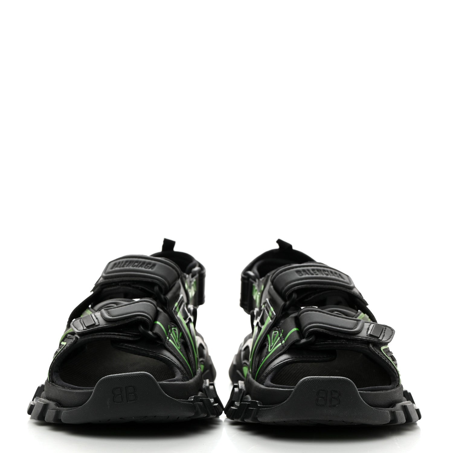 Balenciaga Rubber Neoprene Bi-Color Womens Track Sandals 37 Black Fluo Green 2 of 10