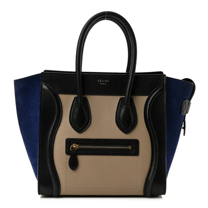 Celine Elephant Calfskin Suede Micro Tri-Color Luggage Sand 1 of 9