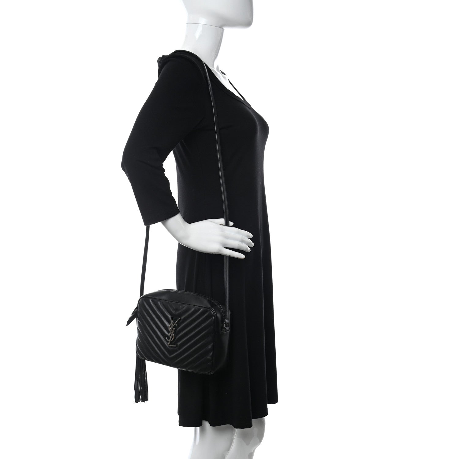 Saint Laurent Calfskin Matelasse Monogram Lou Camera Bag Black 2 of 13