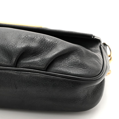Fendi Vitello Flamingo Enamel Fendista Pouchette Crossbody Black 9 of 12
