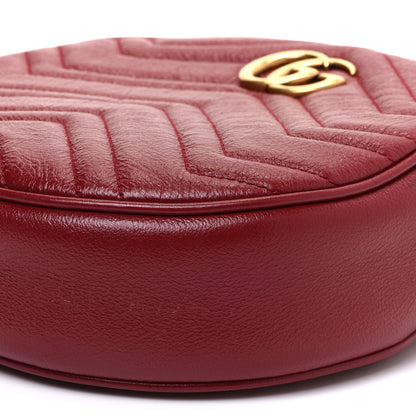 Gucci Glazed Calfskin Matelasse Heart Mini GG Marmont Round Shoulder Bag Romantic Cerise 12 of 12
