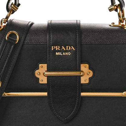 Prada City Calfskin Saffiano Cahier Top Handle Bag Black 8 of 10