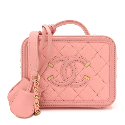 Chanel Caviar Quilted Small CC Filigree Vanity Case Rose Pink 1 of 14