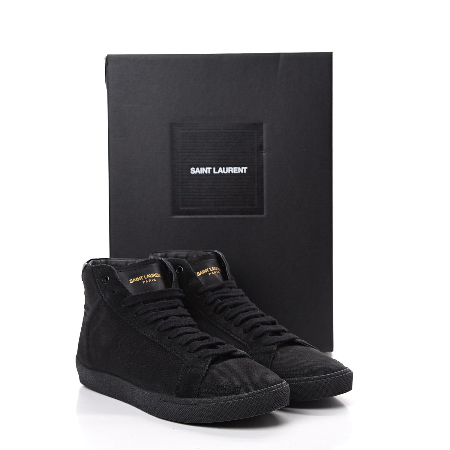 Saint Laurent Distressed Canvas Mens Classic Court High Top Sneakers 42 Black 11 of 11