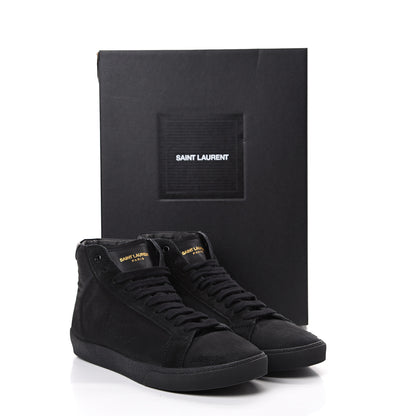 Saint Laurent Distressed Canvas Mens Classic Court High Top Sneakers 42 Black 11 of 11