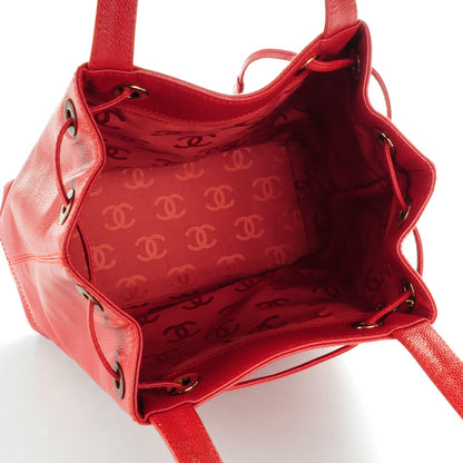 Chanel Caviar CC Drawstring Shoulder Bag Red 5 of 8