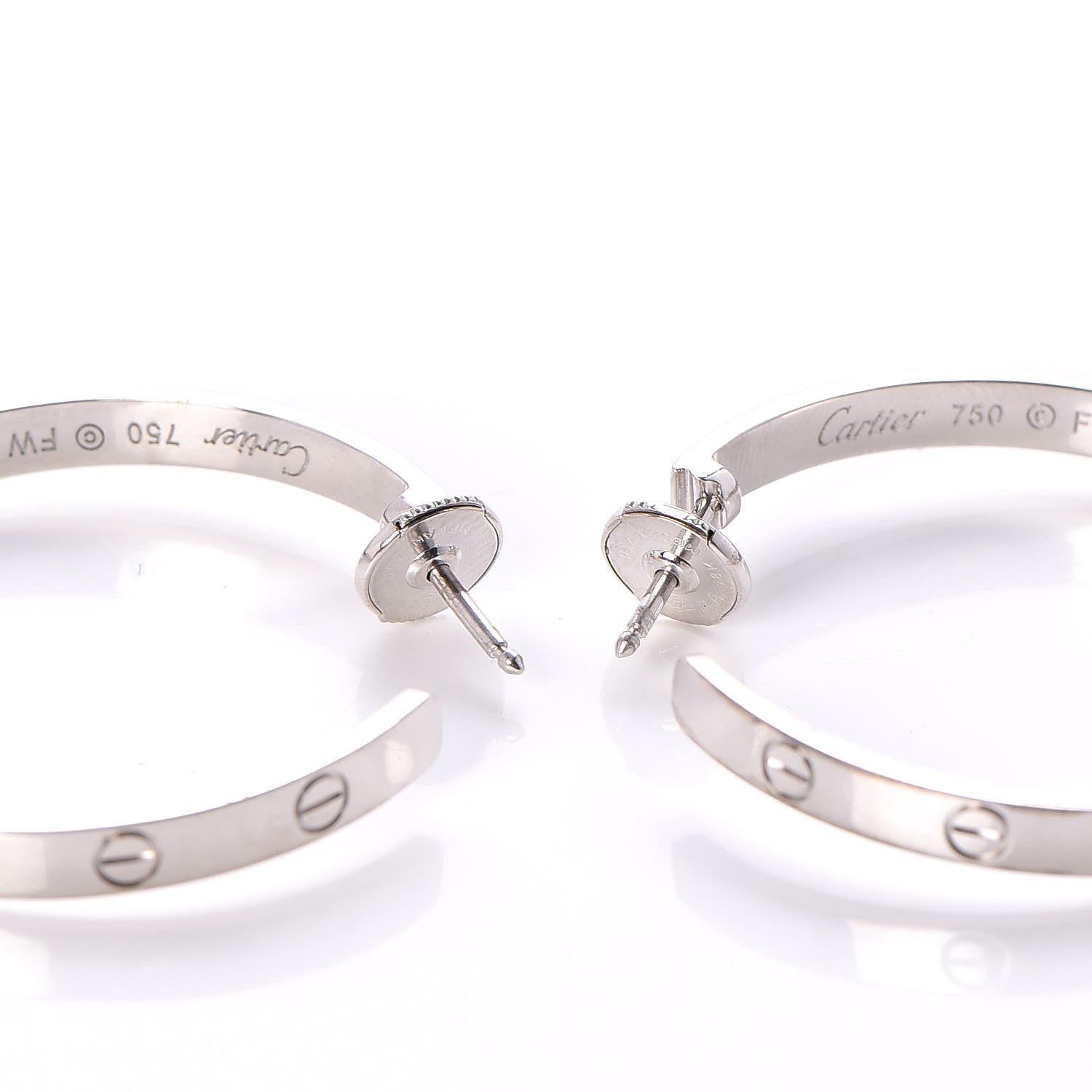 Cartier 18K White Gold Large LOVE Hoop Earrings 5 of 9