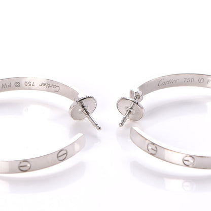 Cartier 18K White Gold Large LOVE Hoop Earrings 5 of 9