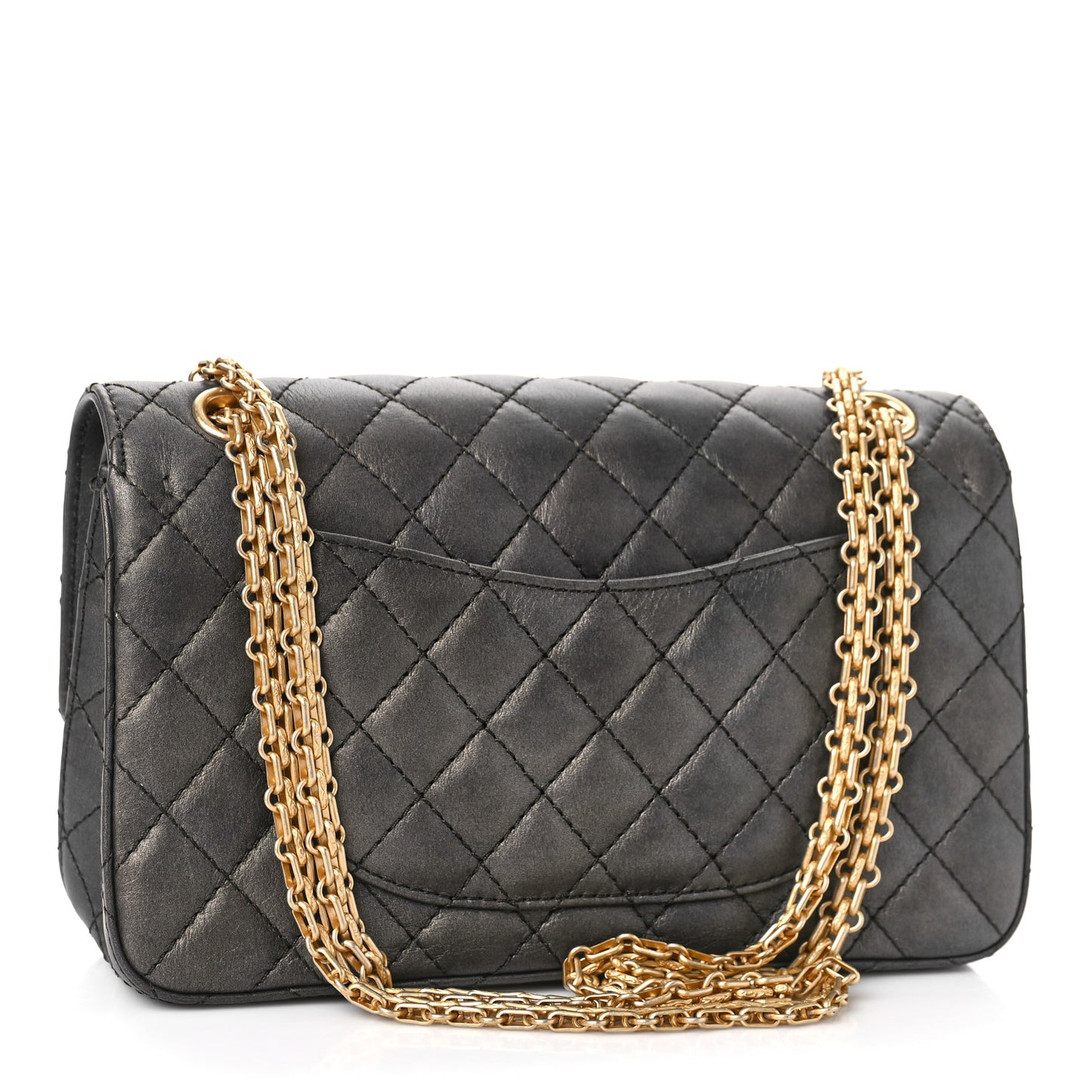 Metallic Calfskin Quilted 2.55 Reissue 225 Flap Charcoal