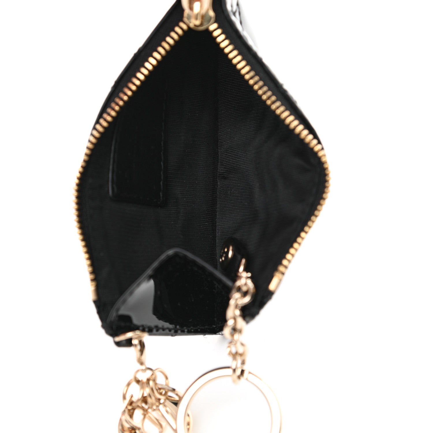 Christian Dior Patent Cannage Lady Dior Key Pouch Black 5 of 9