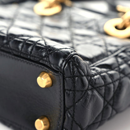 Christian Dior Crinkled Patent Cannage Small Lucky Badges My Lady Dior Black 6 of 15