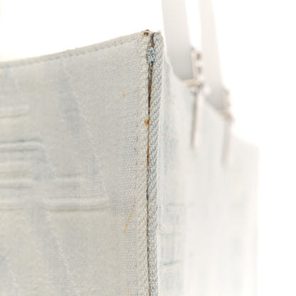 Fendi X MARC JACOBS Bleached Denim Vitello King Plexiglass Logo Medium Sunshine Shopper Tote Off White 16 of 16
