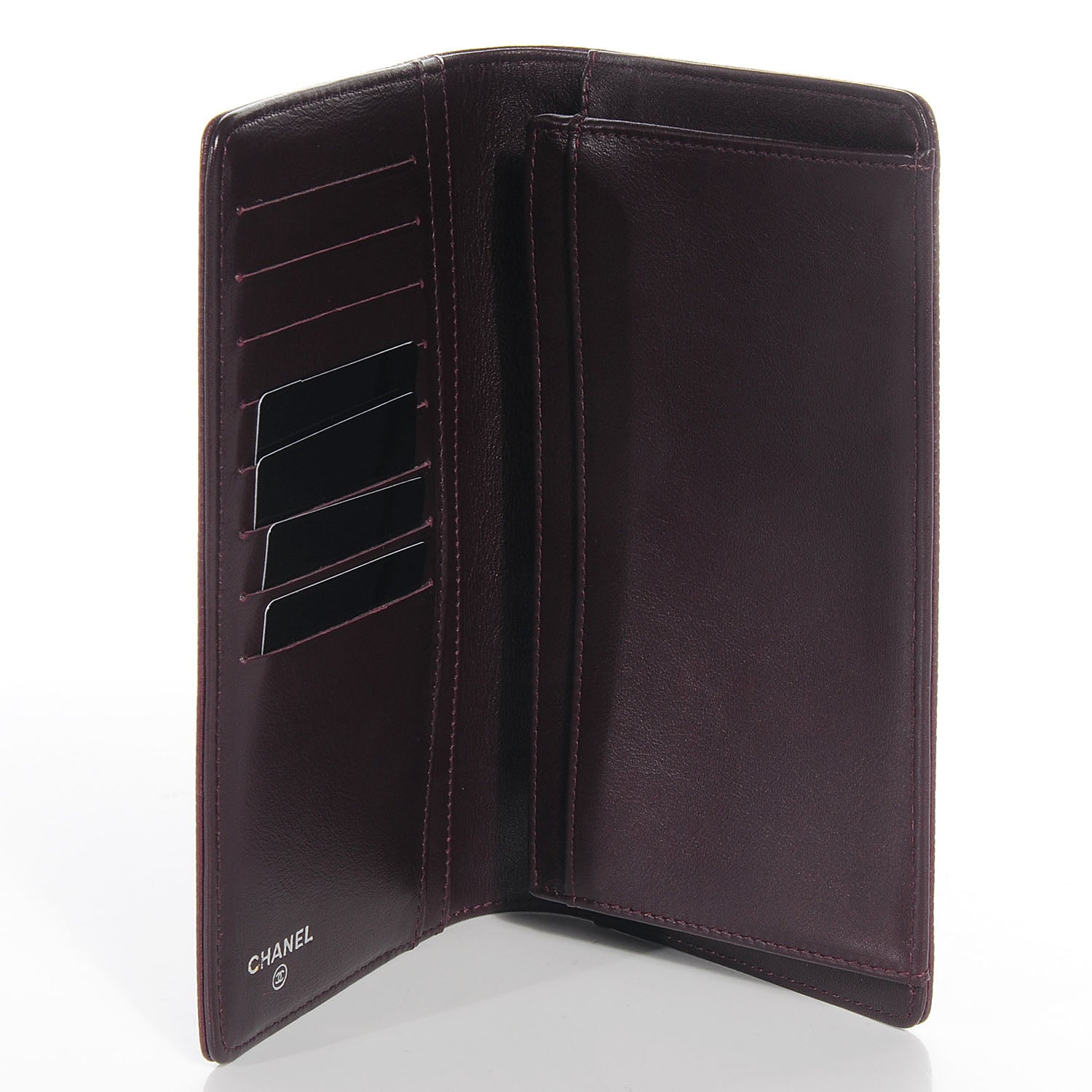 Chanel Caviar Yen CC Wallet Dark Red 6 of 9