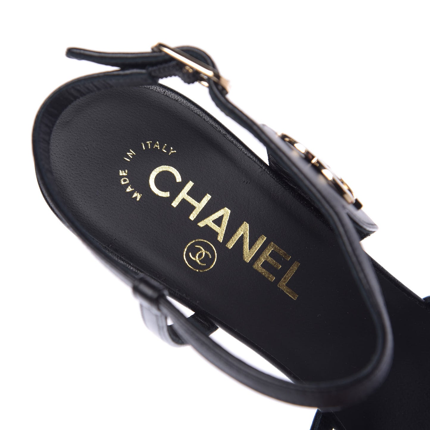 Lambskin CC Sandals 38 Black