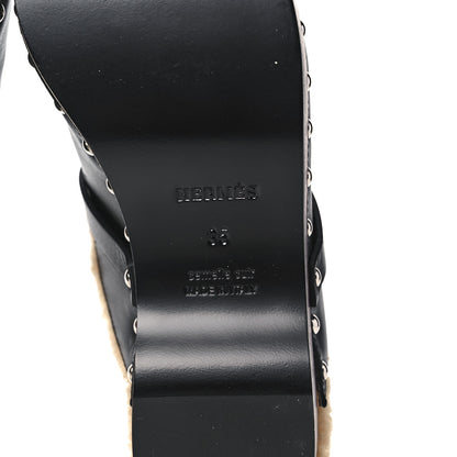 Hermes Calfskin Wool Carlotta Mules 35 Black 6 of 9