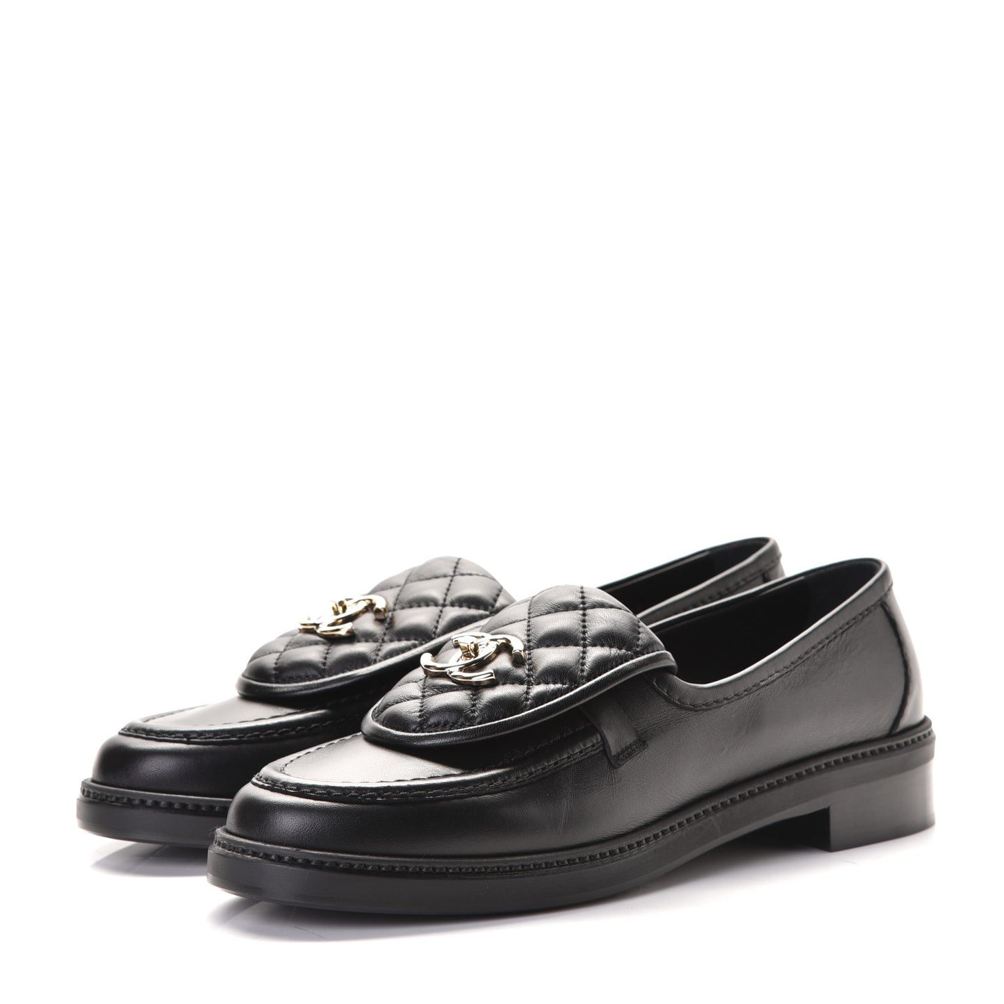 Lambskin Quilted CC Turnlock Loafers 40.5 Black