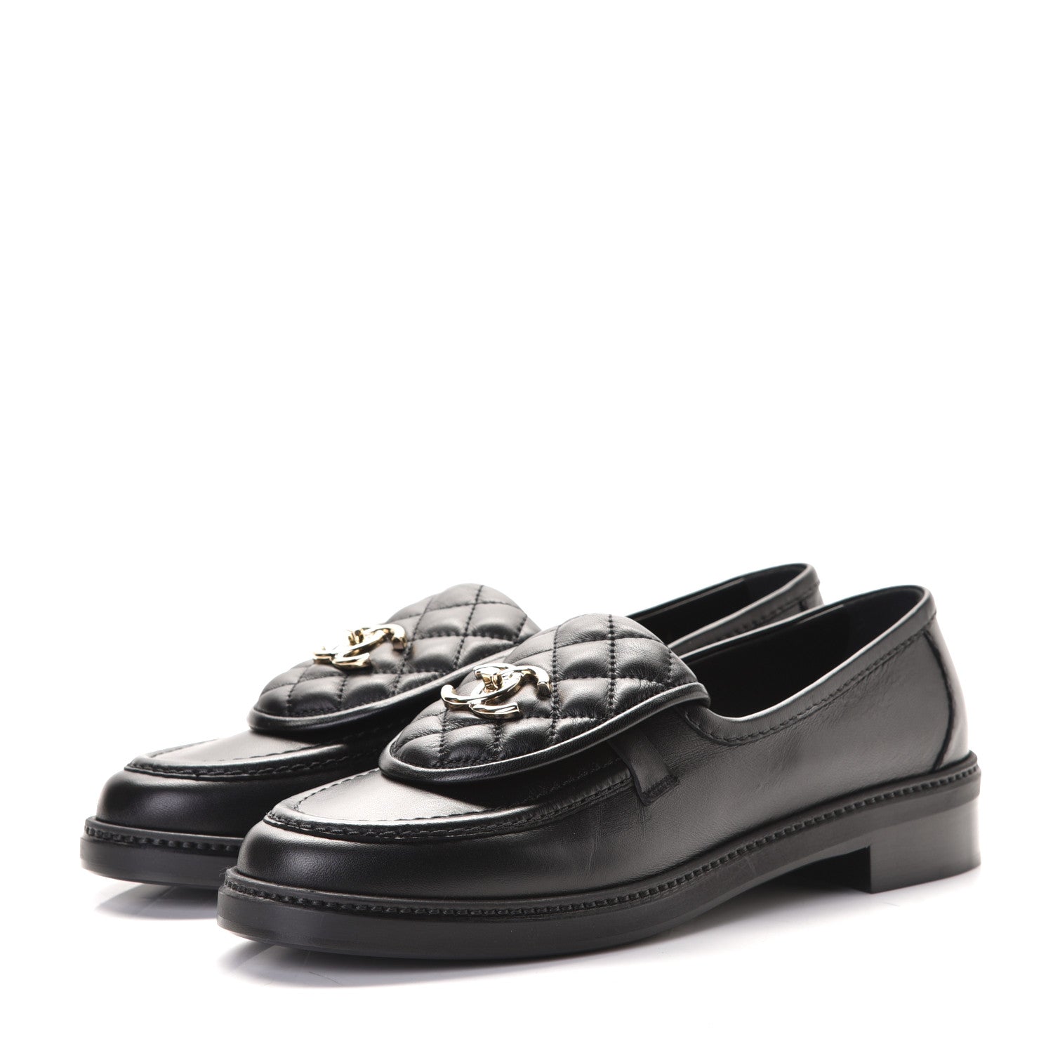 Chanel Lambskin Quilted CC Turnlock Loafers 40.5 Black 3 of 8