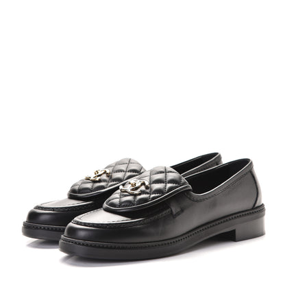 Chanel Lambskin Quilted CC Turnlock Loafers 40.5 Black 3 of 8