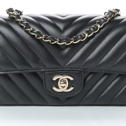 Chanel Lambskin Chevron Quilted Mini Rectangular Flap Black 8 of 14