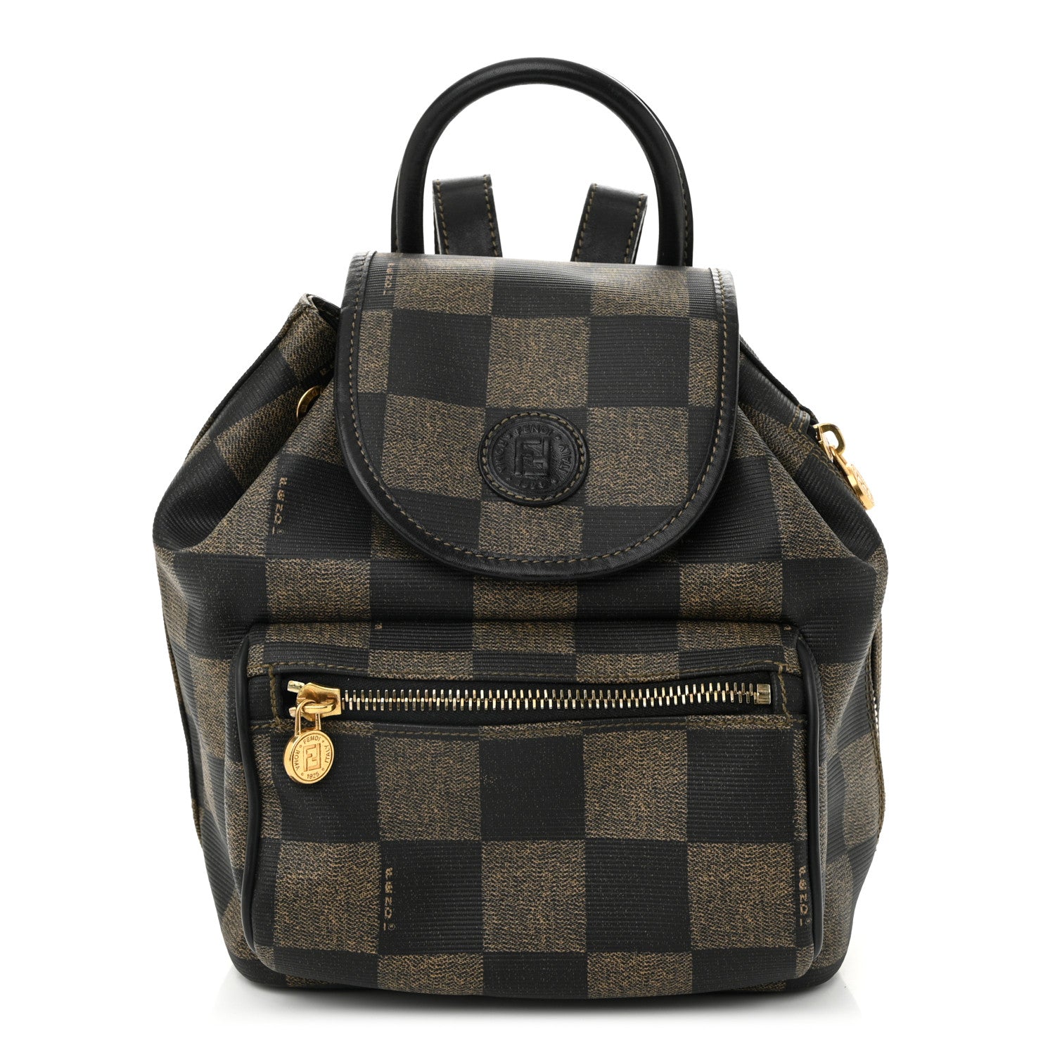 Fendi Coated Canvas Pequin Drawstring Backpack Tobacco 1 of 9