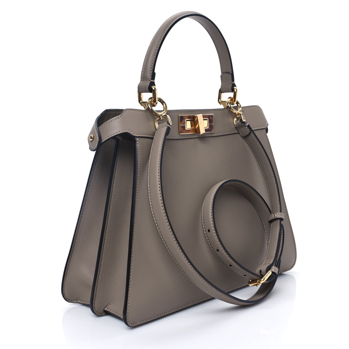 Vitello Seta Shiny Nappa Plexiglass Medium Peekaboo I SEE U Satchel Tortora