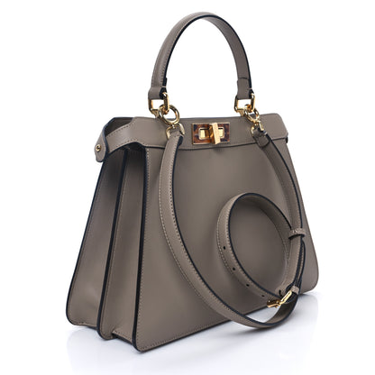 Fendi Vitello Seta Shiny Nappa Plexiglass Medium Peekaboo I SEE U Satchel Tortora 3 of 14
