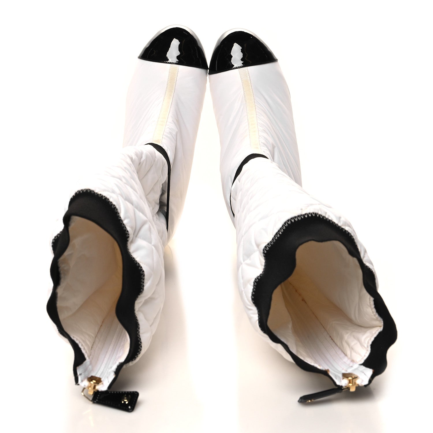 Chanel Mixed Fibers Lambskin Patent Calfskin Convertible High Boots 37.5 White 2 of 12