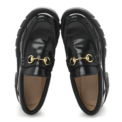 Gucci Cordovan Lux Womens Horsebit 45mm Platform Loafers 37 Black 2 of 8