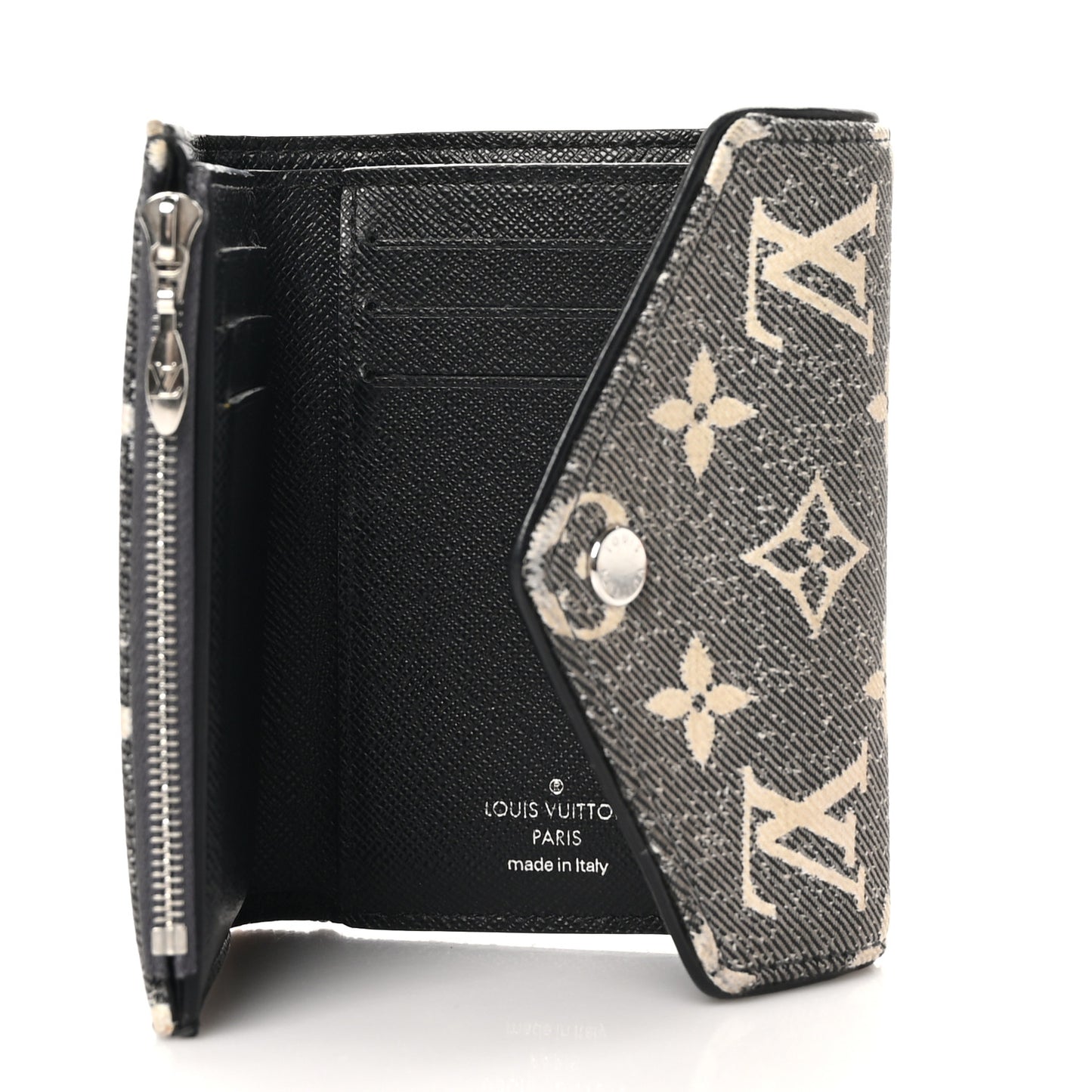Denim Monogram Jacquard Victorine Wallet Grey