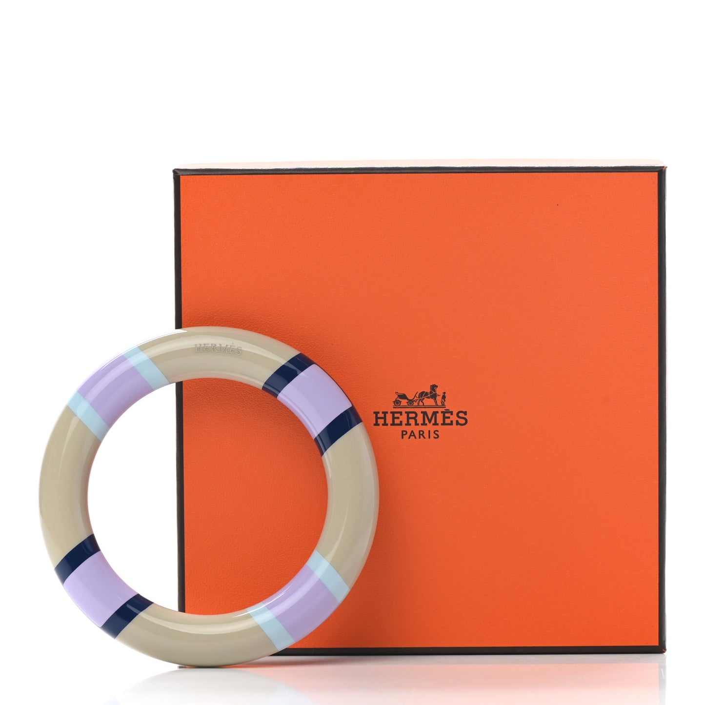 Lacquered Wood H Equipe GM Bangle Bracelet T2 Lilas
