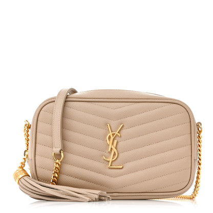 Saint Laurent Grain De Poudre Matelasse Monogram Mini Lou Camera Bag Dark Beige 1 of 13