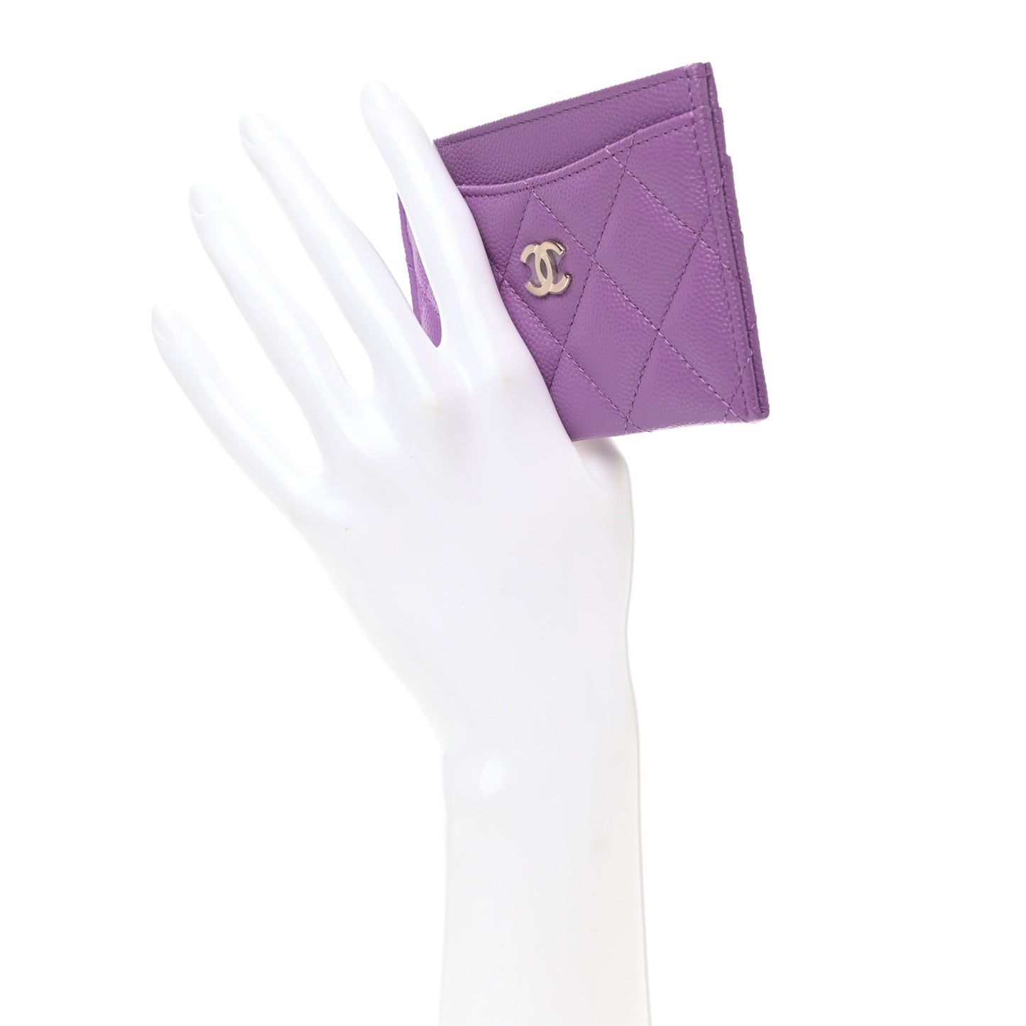 Caviar Quilted Card Holder Purple