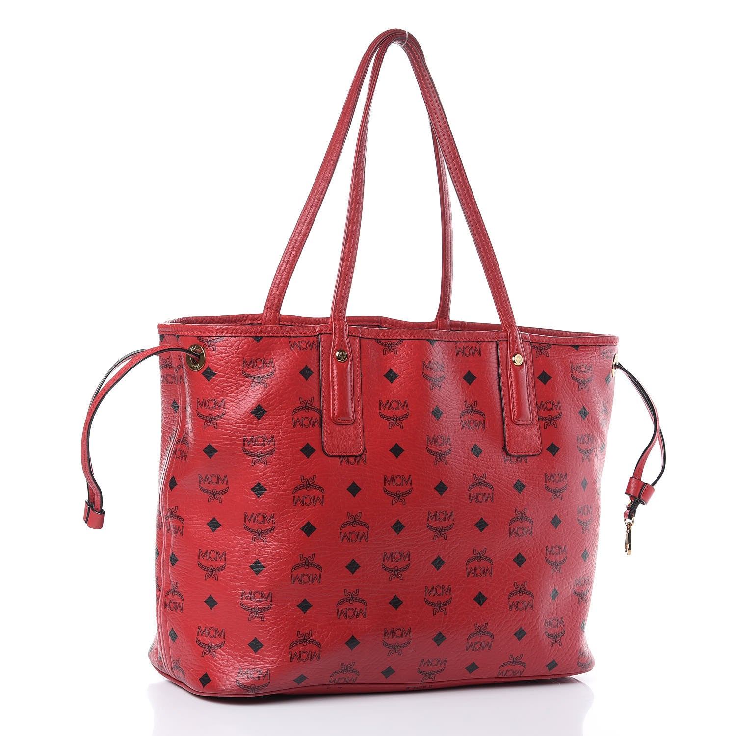 MCM Visetos Medium Liz Reversible Shopper Tote Ruby Red 4 of 23