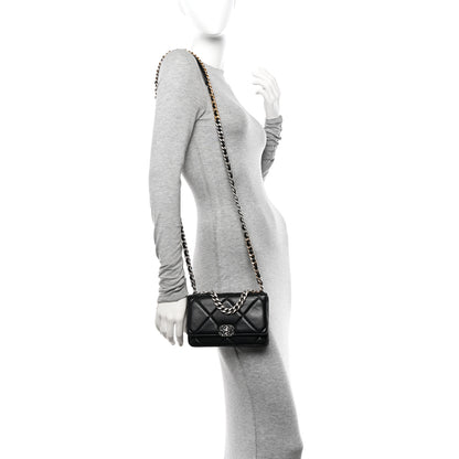 Chanel Lambskin Quilted Chanel 19 Wallet On Chain WOC Black 2 of 14